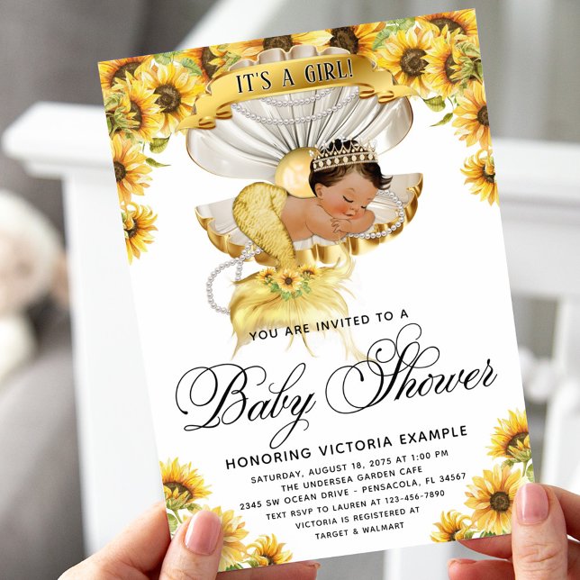 Ethnic Girl Sunflower Baby Shower Invitation (Creator Uploaded)