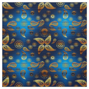 Ethnic golden paisley pattern. fabric