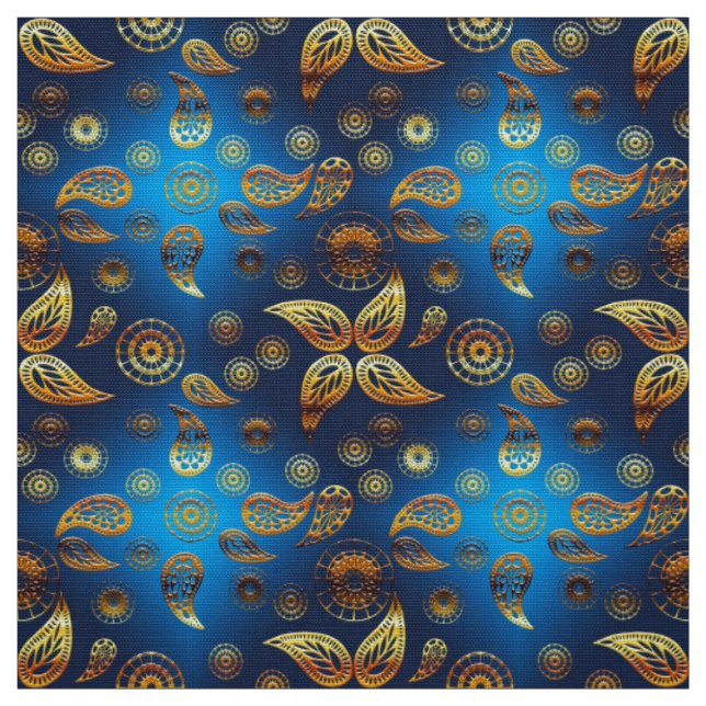 Ethnic golden paisley pattern. fabric (Swatch)