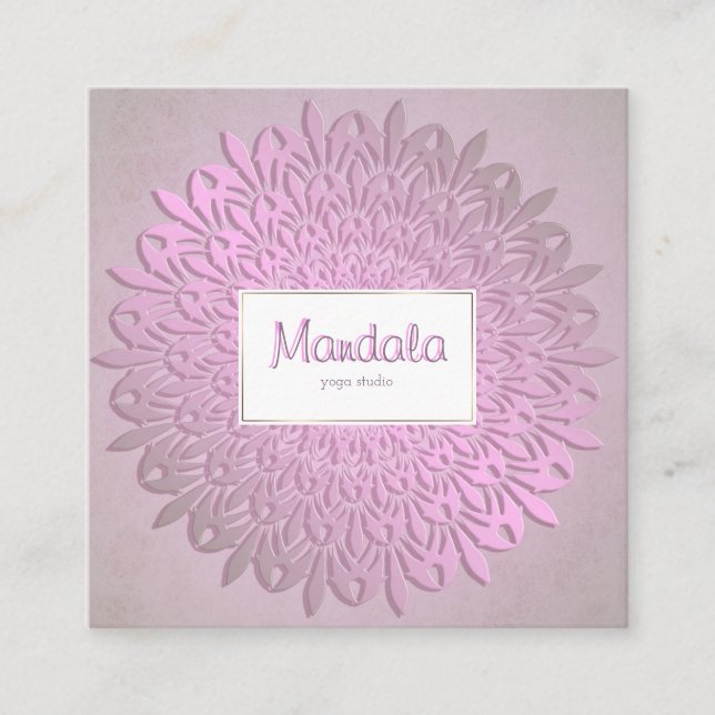 Ethnic gradient mandala square business card (Front)