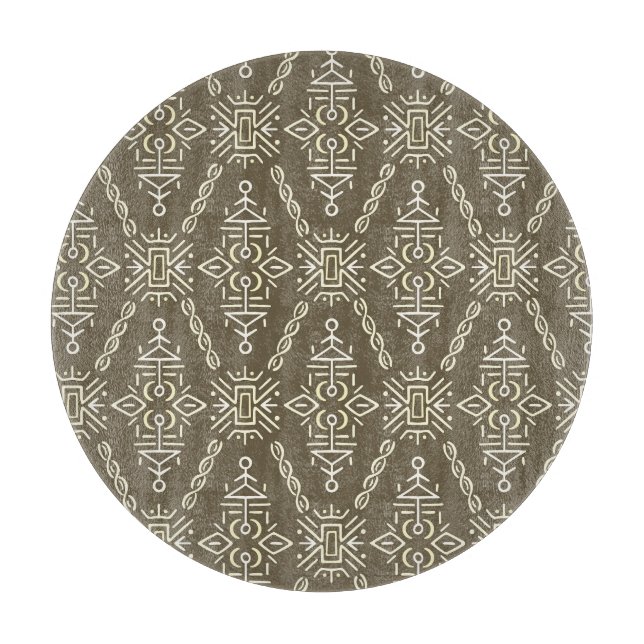 Ethnic Hand Drawn Boho Tile Cutting Board (Front)