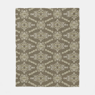 Ethnic Hand Drawn Boho Tile Fleece Blanket
