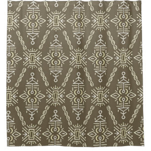 Ethnic Hand Drawn Boho Tile Shower Curtain
