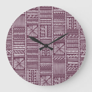 Ethnic hand drawn pattern: vintage style large clock