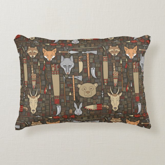 Ethnic Hunting Pattern Decorative Cushion (Front)
