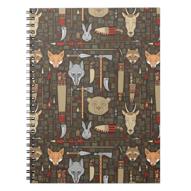 Ethnic Hunting Pattern Spiral Notebook (Front)