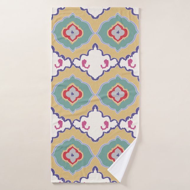 Ethnic ikat chevron pattern background Traditional Bath Towel (Bath Towel)