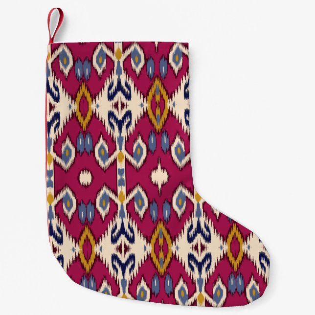 Ethnic ikat chevron pattern background Traditional Small Christmas Stocking (Front)