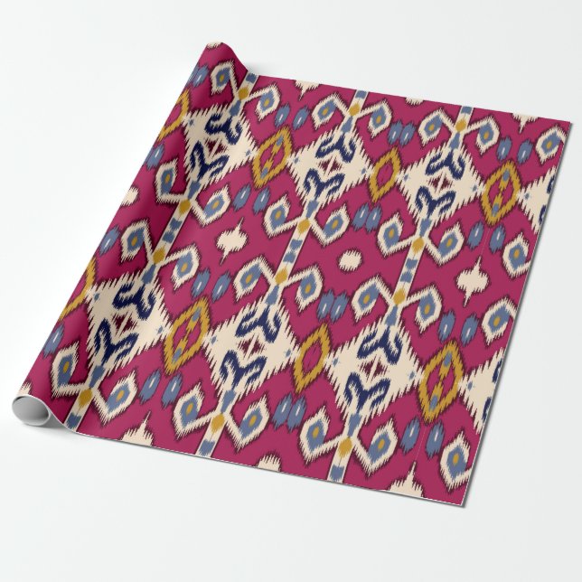 Ethnic ikat chevron pattern background Traditional Wrapping Paper (Unrolled)