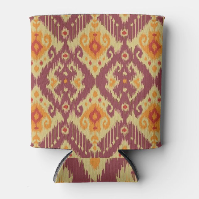 Ethnic Ikat Chevron: Traditional Background Can Cooler (Front)