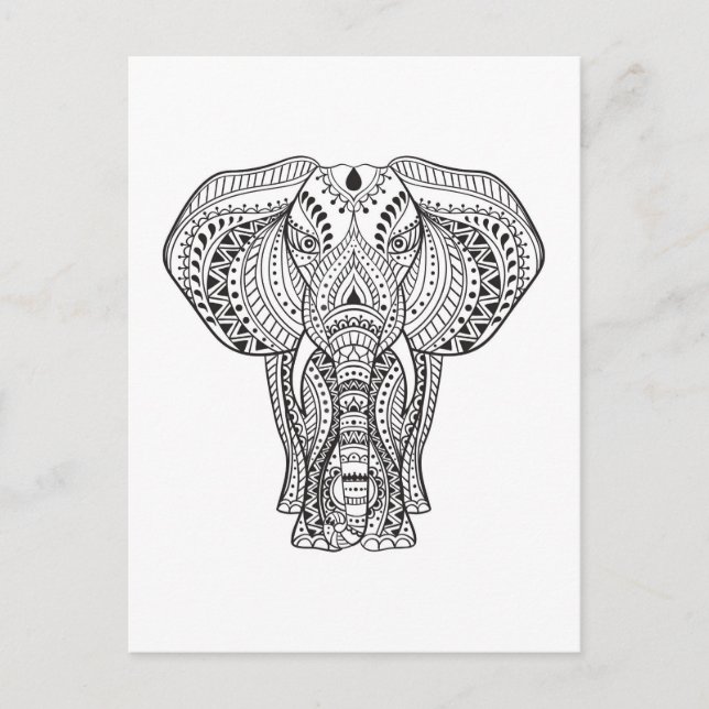 Ethnic Indian Elephant Postcard (Front)