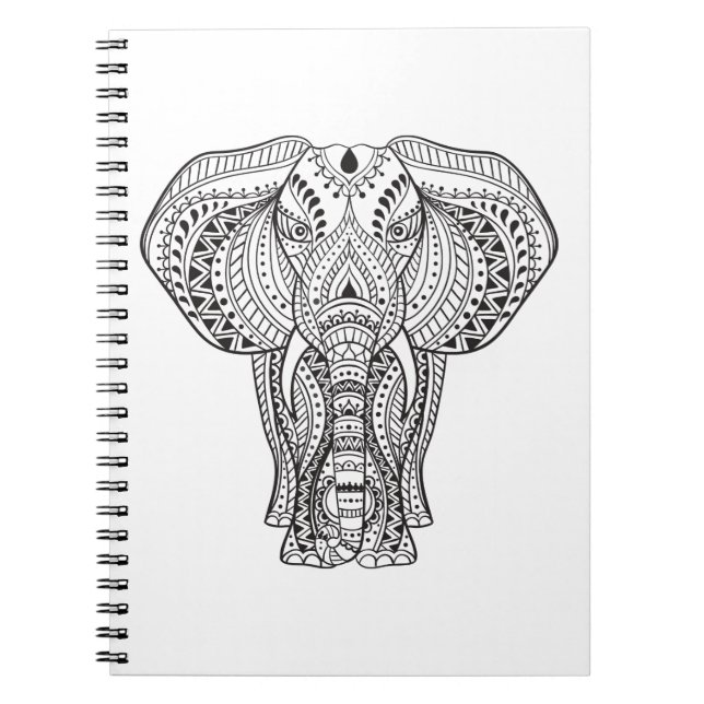 Ethnic Indian Elephant Spiral Notebook (Front)