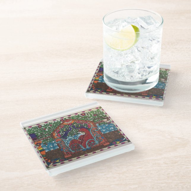 Ethnic Indian Madhubani style bride Coaster (Angled)