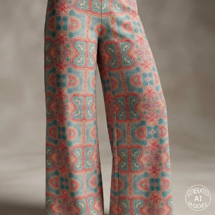 Ethnic Indian Ornate Boho Red And Teal Pattern Fabric