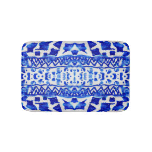 Ethnic Indigo Arrow Native Patterns Bath Mat