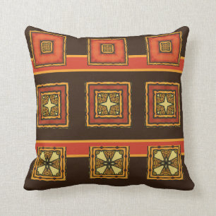 Ethnic Inspired Fall Colors Brown Orange Red Cushion