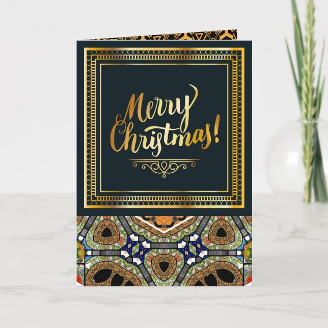 Ethnic Inspired Pattern Christmas Card (Front)