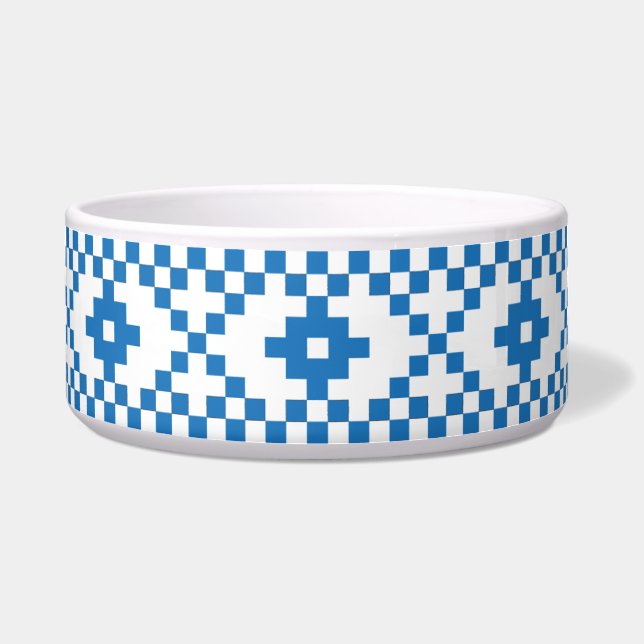 Ethnic Latvian blue and white tribal folk art (Front)