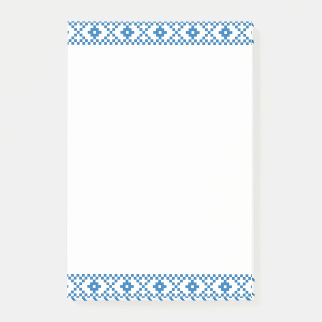 Ethnic Latvian blue and white tribal folk art Post-it Notes (Front)