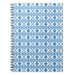 Ethnic Latvian blue and white tribal folk art Spiral Notebook