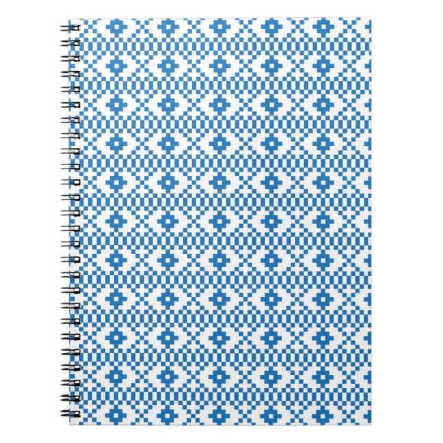 Ethnic Latvian blue and white tribal folk art Spiral Notebook (Front)