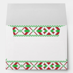 Ethnic Latvian green and red tribal folk art Envelope