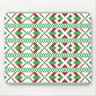 Ethnic Latvian green and red tribal folk art Mouse Pad