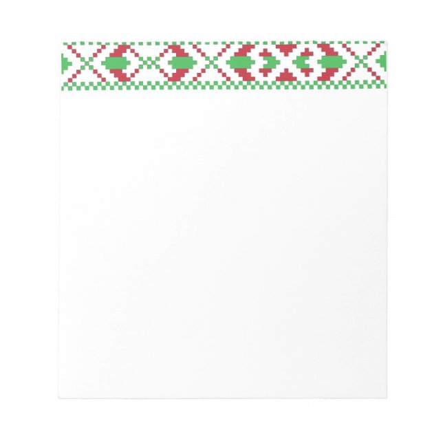 Ethnic Latvian green and red tribal folk art Notepad (Front)