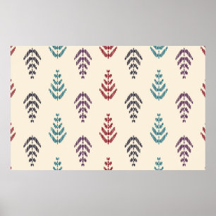 Ethnic leaf background art. Seamless pattern in tr Poster