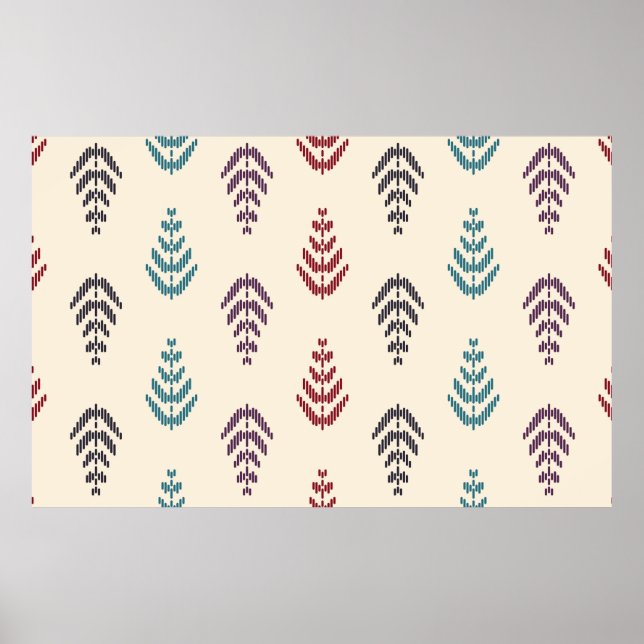 Ethnic leaf background art. Seamless pattern in tr Poster (Front)