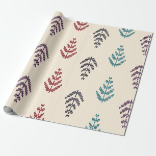 Ethnic leaf background art. Seamless pattern in tr Wrapping Paper