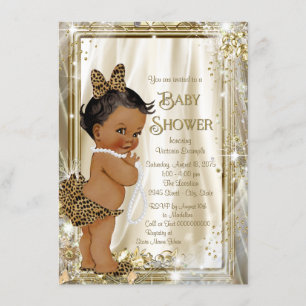Ethnic Leopard Pearl Baby Girl Shower Invitation