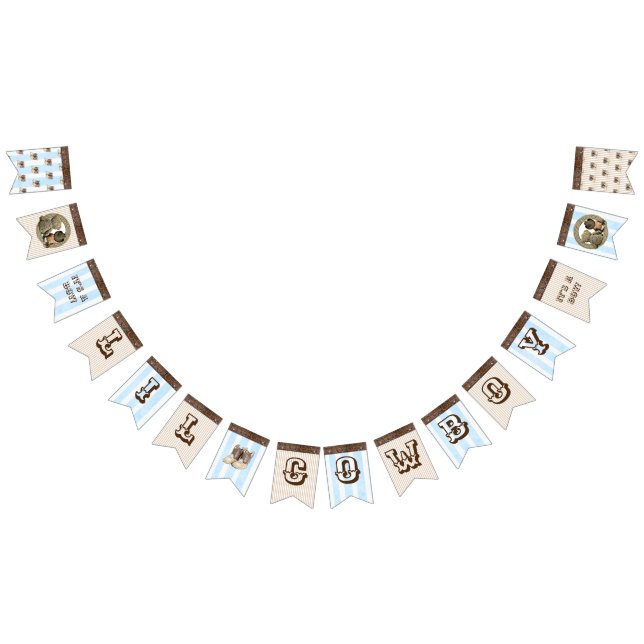 Ethnic Lil Cowboy Baby Shower Flag Banner (All)