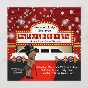 Ethnic Little Man Limousine Movie Star Baby Shower Invitation