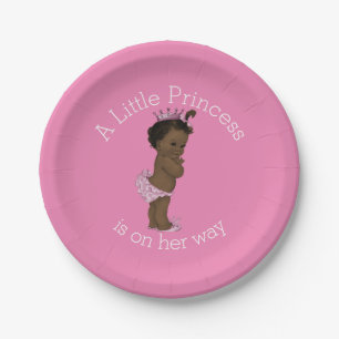Ethnic Little Princess Baby Shower Pink Paper Plate