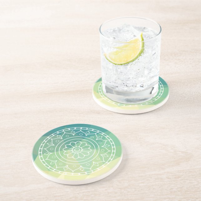 Ethnic mandala flower boho inspirational coaster (Side)