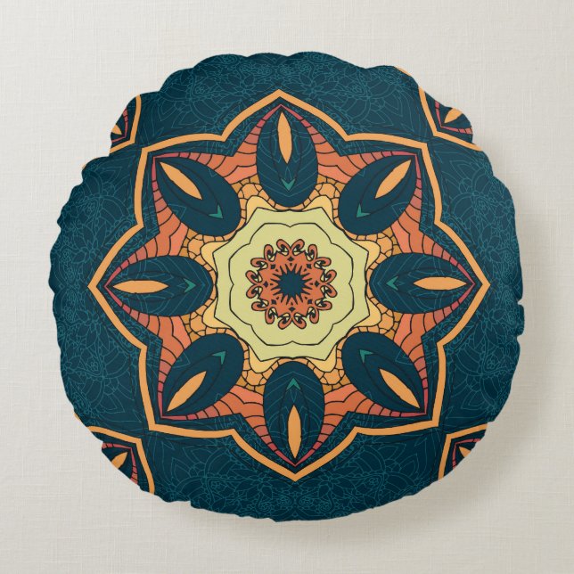 Ethnic mandala: seamless vintage pattern round cushion (Front)