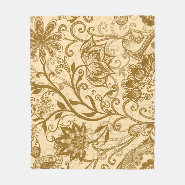 Ethnic Mandalas: Indian Style Pattern Fleece Blanket (Front)