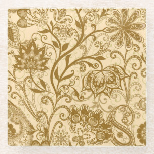 Ethnic Mandalas: Indian Style Pattern Glass Coaster
