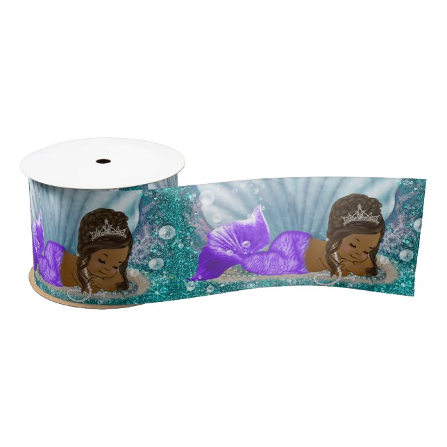 Ethnic Mermaid Baby Shower Ribbon Satin Ribbon (Spool)
