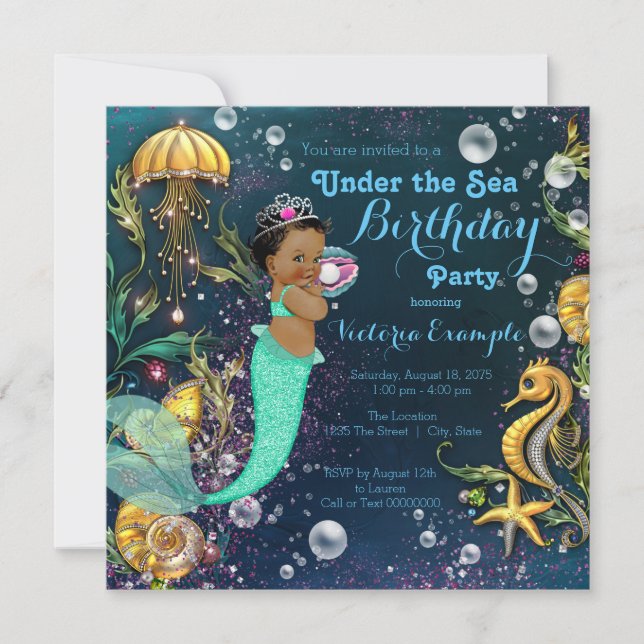 Ethnic Mermaid Birthday Party Invitation (Front)