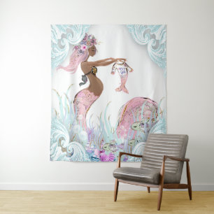 Ethnic Mermaid Mum Baby Shower Backdrop Banners Tapestry