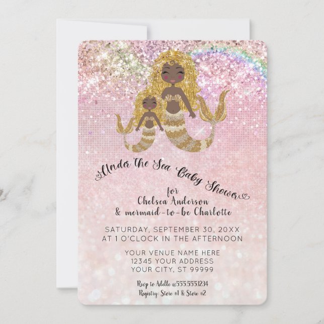 Ethnic Mermaids Under the Sea Baby Girl Shower Invitation (Front)