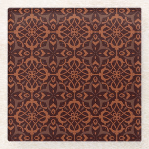 Ethnic modern geometric pattern glass coaster