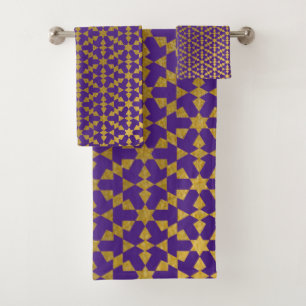 Ethnic Moroccan Geometric Mosaic Pattern  Bath Towel Set