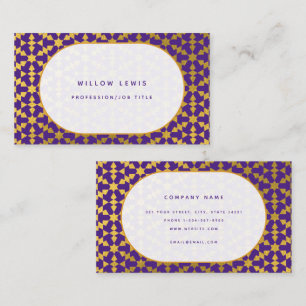 Ethnic Moroccan Purple & Gold Professional Business Card