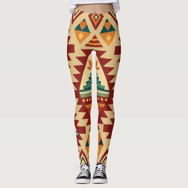 Ethnic Motifs Retro Custom Pattern Leggings (Front)