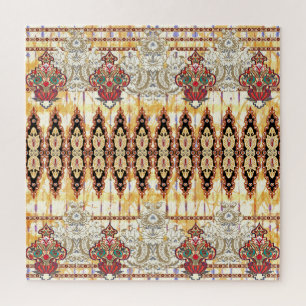 Ethnic Mughal: floral digital pattern Jigsaw Puzzle