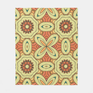 Ethnic orange seamless pattern with mandala. illus fleece blanket