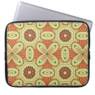 Ethnic orange seamless pattern with mandala. illus laptop sleeve